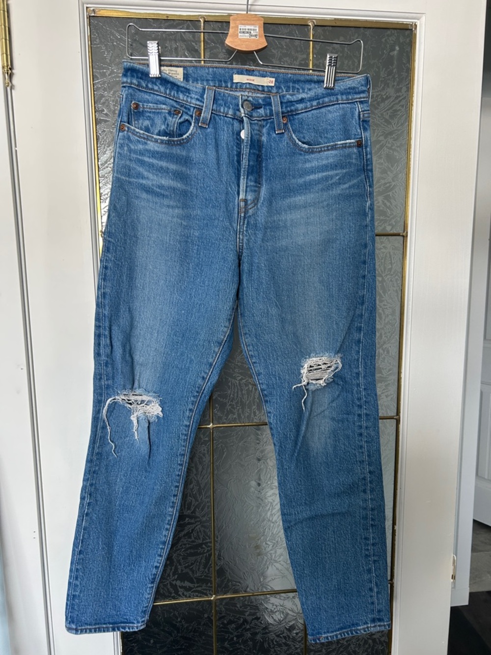 Levi's Blue Distressed Ankle Crop Jeans
